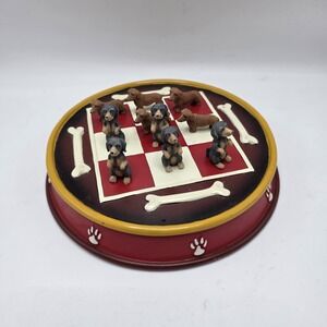 Dog Tic Tac Toe Game Dachshund Figurines Novelty Board Game Puppy Bone Design